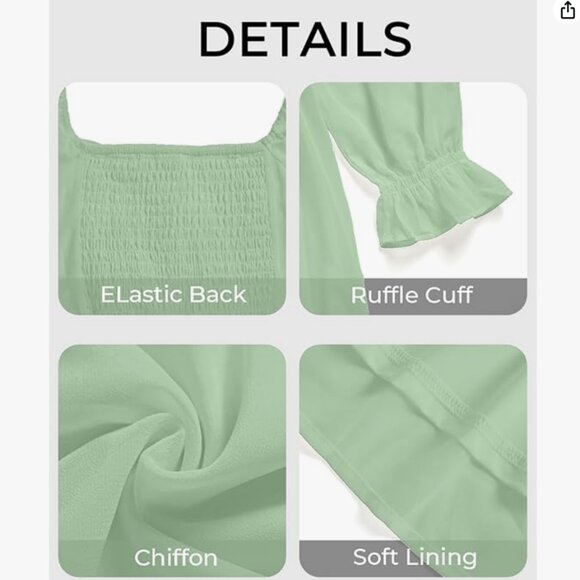 Talisea Sweetheart Long Sleeves Chiffon Cocktail Curvy Midi Dress (Sage, 22W) - Picture 4 of 5